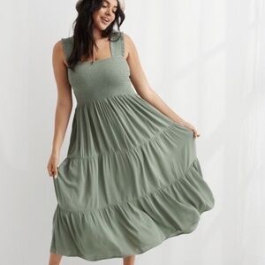 Aerie Smocked Midi Dress - Earthy Vibes XL